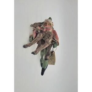 VTG House of Hatten Denise Calla Santa Deer Enchanted Forest Christmas Ornament